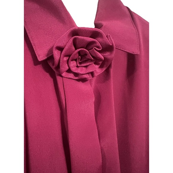 Vintage Sz 8 Prophecy Women's Blouse Magenta Flower Collar Hidden Button Up - Picture 2 of 6